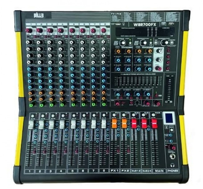 WÖLLER W8R700FX 8 Kanal 2x350 Watt Power Mixer