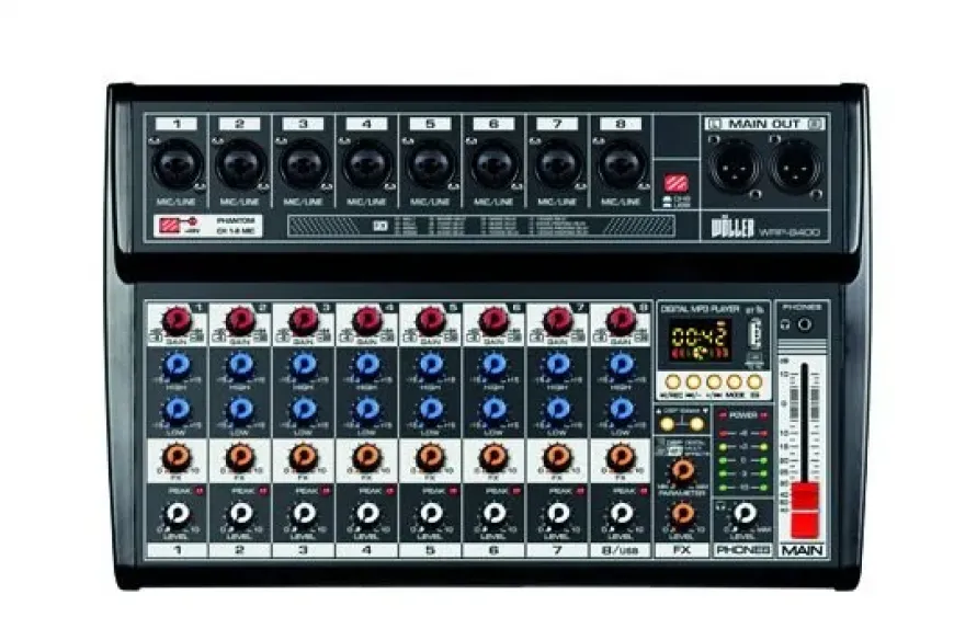 WÖLLER WRP8400 8 Kanal 2x200 Watt Power Mixer