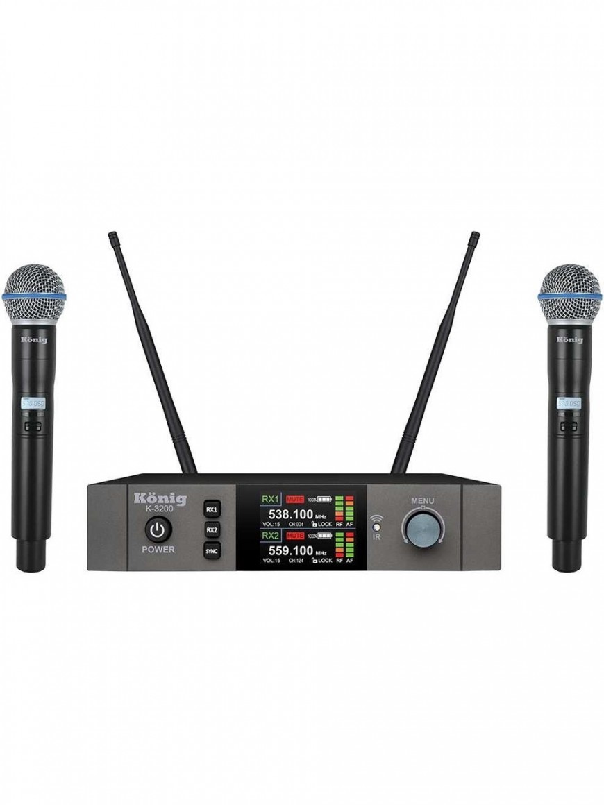 König K-3200 Çift El Kablosuz Telsiz Mikrofon 99 Digital Kanal Uhf